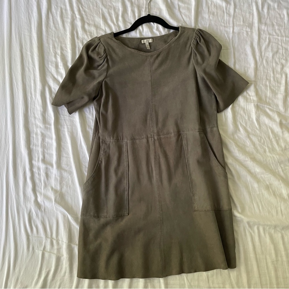 Joie faux suede mini dress in gray xs
